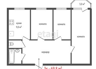 Продам 3-комнатную квартиру, 69.8 м2, Екатеринбург, Восточная улица, 26А, Восточная улица