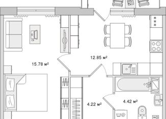 Продается однокомнатная квартира, 42.48 м2, Санкт-Петербург, Белоостровская улица, 10к1, метро Лесная