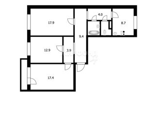 3-ком. квартира на продажу, 78.5 м2, Новосибирск, Полярная улица, 17, метро Площадь Гарина-Михайловского
