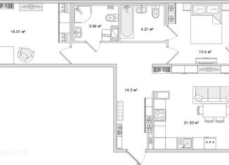 Продается 2-комнатная квартира, 74.33 м2, Санкт-Петербург, Белоостровская улица, 10к1, метро Лесная