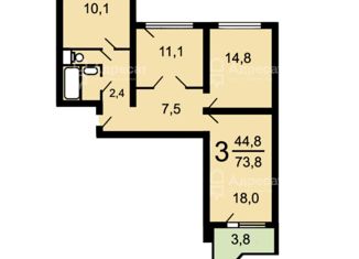Продам 3-ком. квартиру, 73.8 м2, Москва, Гурьевский проезд, 23к2, Гурьевский проезд