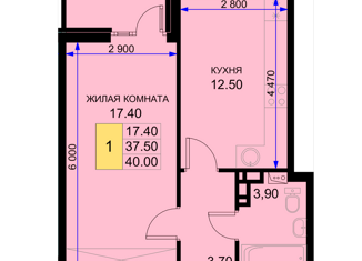 Продажа 1-комнатной квартиры, 40 м2, поселок Южный, Дозорная улица, 3к5