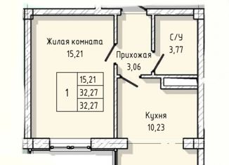 Продажа 1-ком. квартиры, 32.27 м2, Нальчик, улица А.А. Кадырова, 24, ЖК Молодёжный