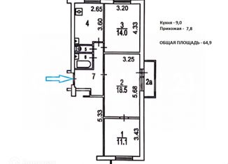 Продам 3-комнатную квартиру, 64.9 м2, Москва, метро Кожуховская, Южнопортовая улица, 10