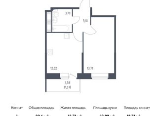 Продается 1-комнатная квартира, 33.6 м2, Колпино, ЖК Новое Колпино, жилой комплекс Новое Колпино, к34