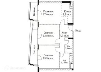 Продажа 3-комнатной квартиры, 72 м2, Москва, ЖК Событие, улица Янковского, 1к1