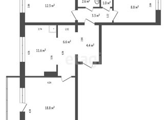 Продажа 3-ком. квартиры, 69.6 м2, Красноярский край, улица Партизана Железняка, 55