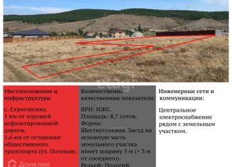 Продается земельный участок, 8.7 сот., село Строгоновка