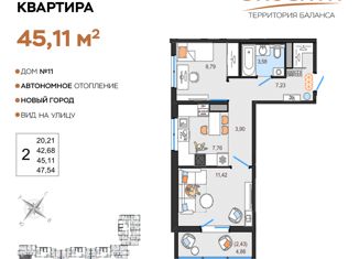 Продам 2-комнатную квартиру, 45.11 м2, Ульяновск, жилой комплекс ЭкоСити, 11