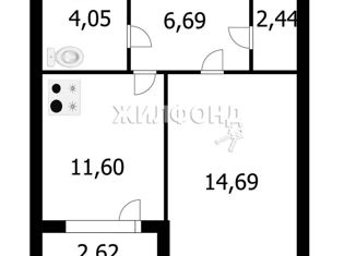 1-комнатная квартира на продажу, 40.7 м2, Новосибирск, Красный проспект, 222/2, ЖК Красный Проспект