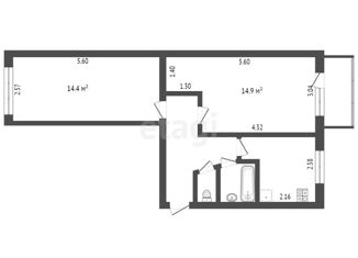 2-комнатная квартира на продажу, 45.1 м2, Омск, 2-я улица Челюскинцев, 9А, Центральный округ