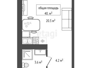 Квартира на продажу студия, 40 м2, Бердск, улица Лермонтова, 10