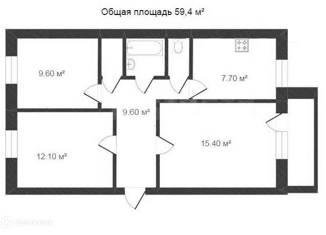 Продается 3-комнатная квартира, 59.4 м2, Вологда, Полевая улица, 9, микрорайон Лукьяново