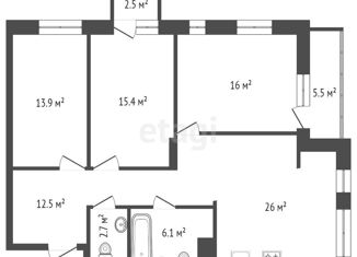 Трехкомнатная квартира на продажу, 94 м2, Красноярский край, улица Ладо Кецховели, 37