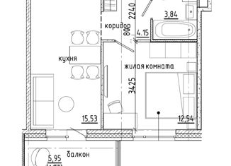 Продаю однокомнатную квартиру, 42.01 м2, городской посёлок Янино-1, Оранжевая улица, 12, ЖК Янила Драйв