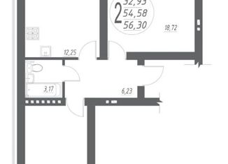 Продам 2-ком. квартиру, 56.3 м2, деревня Ветошниково, улица Ивана Спатара, 6