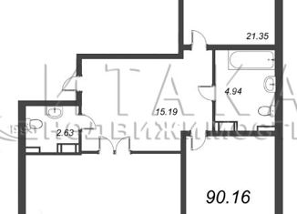 Продается 2-комнатная квартира, 90.16 м2, посёлок Шушары, Кокколевская улица, 13с2, ЖК Образцовый Квартал 6