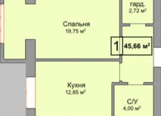 1-комнатная квартира на продажу, 43.9 м2, село Шалушка, улица Ленина, 392