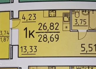 Продажа квартиры студии, 28.7 м2, деревня Кисловка, улица Марины Цветаевой, 38