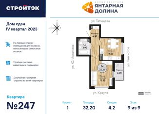 Продаю 1-комнатную квартиру, 32.56 м2, Екатеринбург, улица Крауля, 170А, метро Площадь 1905 года