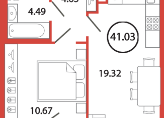 Продаю 1-комнатную квартиру, 41.03 м2, поселок Бугры, улица Шекспира, 1к2, ЖК Энфилд