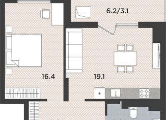 Продается однокомнатная квартира, 54 м2, Калининград, Московский район, Тихорецкая улица, 5