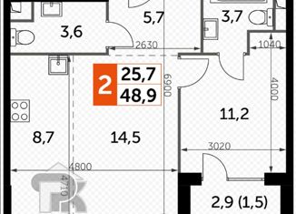 Продается 2-комнатная квартира, 49 м2, Москва, жилой комплекс Сидней Сити, к1, станция Хорошёво