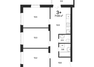 Продажа 3-комнатной квартиры, 71.8 м2, Нижний Новгород, улица Героя Советского Союза Сафронова, 7к1, метро Двигатель Революции