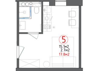 Продается 1-ком. квартира, 17.8 м2, Москва, 2-я Тверская-Ямская улица, 18, 2-я Тверская-Ямская улица