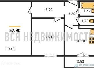 Продажа 2-ком. квартиры, 57.9 м2, хутор Ветряк, Выборская улица, 13