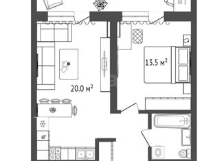 Продается однокомнатная квартира, 42.5 м2, Тюмень, улица Евгения Войнова, 7