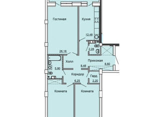 Продается трехкомнатная квартира, 122 м2, Киров, Октябрьский проспект, 117, ЖК Алые Паруса