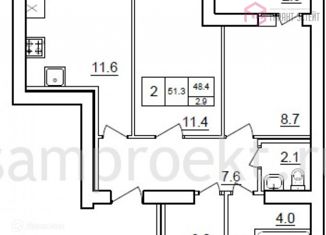 Продается 2-комнатная квартира, 51.3 м2, Самара, Демократическая улица, 148А, ЖК Куйбышев