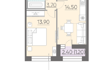 Продаю 1-комнатную квартиру, 36.8 м2, Санкт-Петербург, Красногвардейский переулок, 14, Красногвардейский переулок