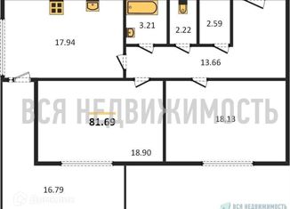 Продам 2-комнатную квартиру, 81.69 м2, поселок Шуберское