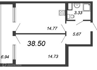 Продаю 1-ком. квартиру, 38.5 м2, Санкт-Петербург, Московское шоссе, 3к5, ЖК Неопарк