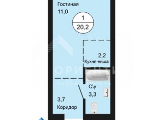 Продается квартира студия, 20.2 м2, Екатеринбург, улица Пехотинцев, 2В