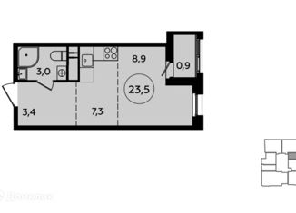 Продаю квартиру студию, 23.5 м2, поселение Сосенское, жилой комплекс Скандинавия, к23.7, ЖК Скандинавия