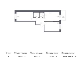 Продается 2-комнатная квартира, 49.57 м2, Колпино, ЖК Новое Колпино, жилой комплекс Новое Колпино, к34