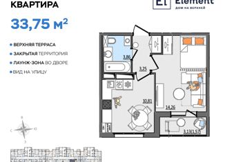 Продажа 1-комнатной квартиры, 33.75 м2, Ульяновск, Сиреневый проезд, 8