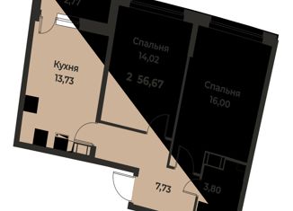 Продается 2-ком. квартира, 56.67 м2, Мурино, проспект Авиаторов Балтики, 29к2, ЖК Авиатор