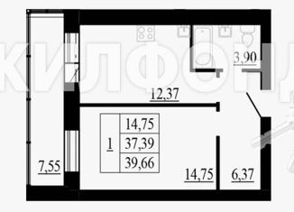 Продам 1-комнатную квартиру, 39 м2, село Каменка, микрорайон Олимпийской славы, 3