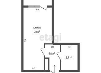 Продается квартира студия, 35 м2, Екатеринбург, улица Гастелло, 3, улица Гастелло
