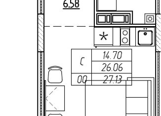 Продажа квартиры студии, 27 м2, Санкт-Петербург, улица Беринга, 27к1, улица Беринга