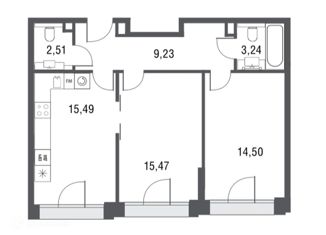 Продам 2-ком. квартиру, 60.44 м2, Москва, улица Академика Челомея, 1А