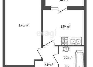 Продам 1-ком. квартиру, 27.7 м2, Мурино, Воронцовский бульвар, 21к2