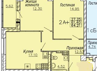 Продажа двухкомнатной квартиры, 61.8 м2, Екатеринбург, улица Раевского, 18А