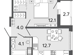 Продаю однокомнатную квартиру, 32.1 м2, Санкт-Петербург, Глухарская улица, 26, Глухарская улица