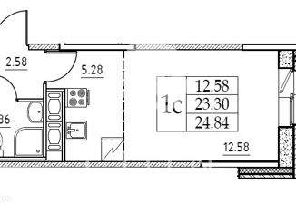 Квартира на продажу студия, 23.3 м2, Санкт-Петербург, Гудиловская улица, 9, ЖК Живи в Рыбацком