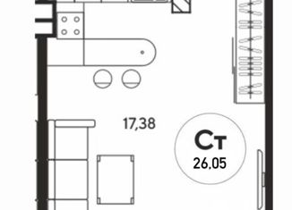 Продам 1-ком. квартиру, 26.1 м2, Ростов-на-Дону, Ашхабадский переулок, 2/46, ЖК Ленина, 46